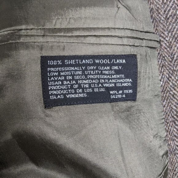 TownCraft Blazer Men 44 Shetland Wool Herringbone Two Button Jacket - Picture 7 of 9